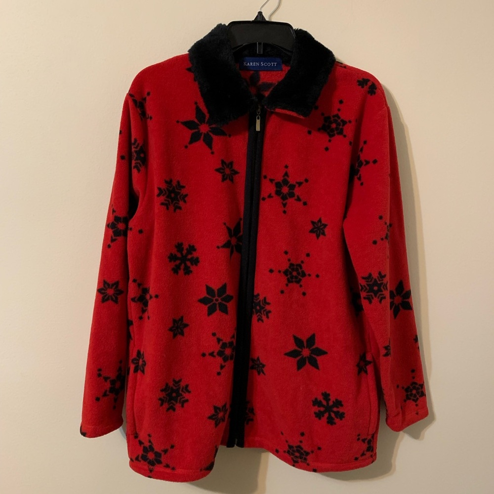 Fleece Zip Up Front Closure Jacket by KAREN SCOTT size Medium - Picture 2 of 15